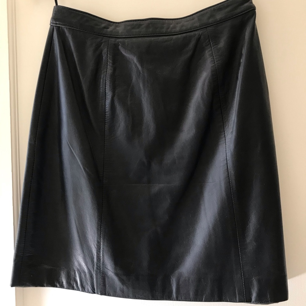 Black leather mini skirt